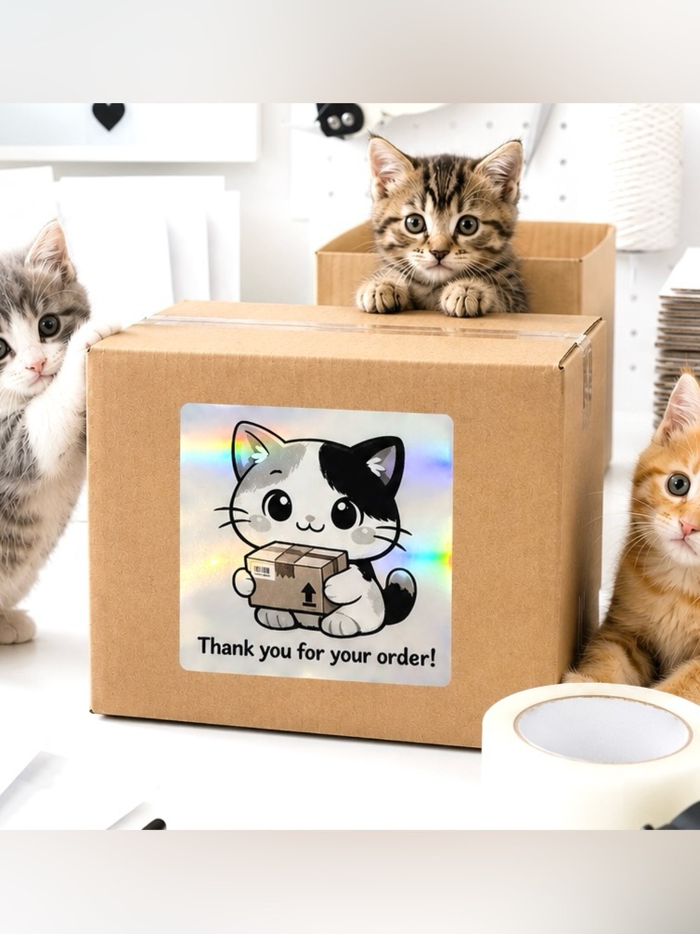 Kitten Thank You Stickers 3”x3”-100ct. New